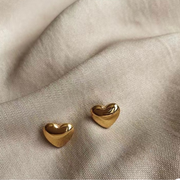 Jewelry - NWT Valentines Day Love Titanium Gold Plated Heart Stud Earrings